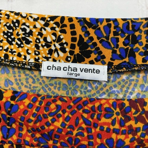 Cha Cha Vente Geometric Cold Shoulder Tunic Womens Size Large Square Neckline - Picture 4 of 7